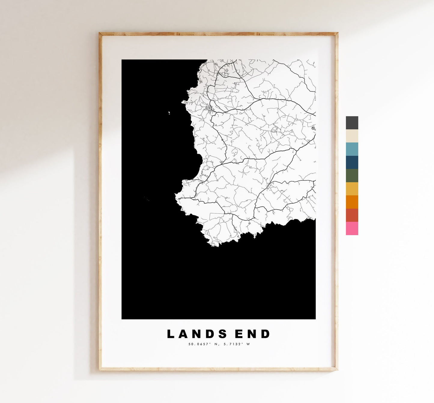 Lands End Map Print - Minimalist City Map Poster - Map Wall Art - UK - Lands End Print - Lands End Poster - Different Colours Available