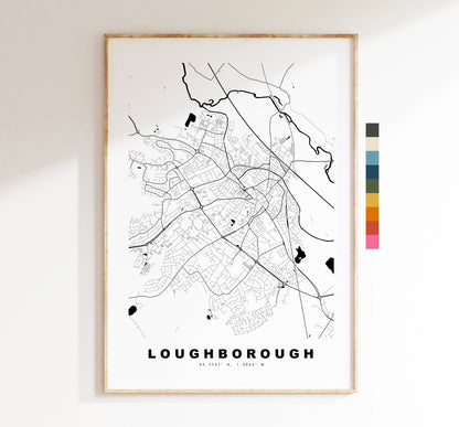 Loughborough Map Print - Minimalist City Map Poster - Map Art - UK - Loughborough Print - Loughborough Poster - Different Colours Available