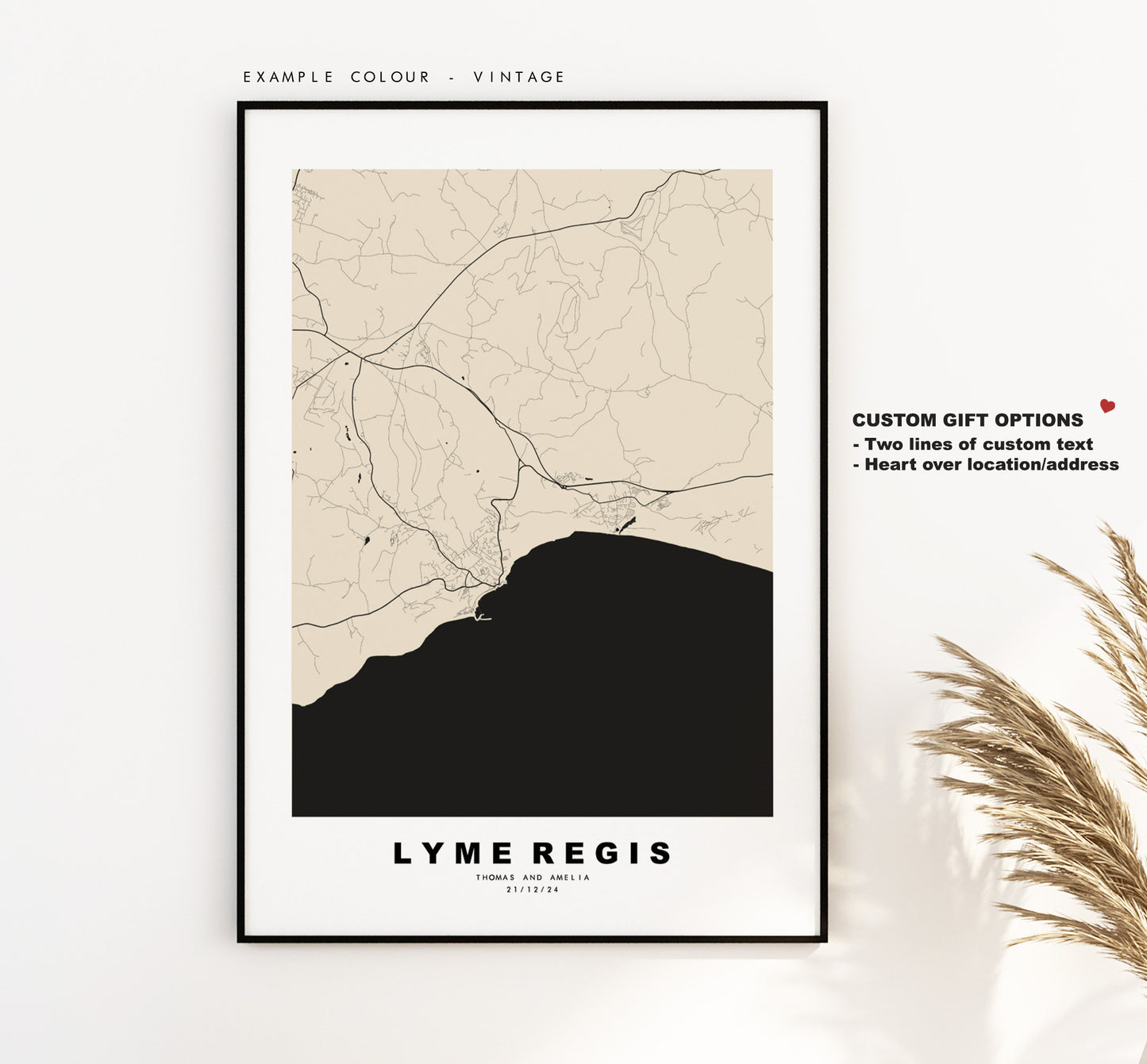 Lyme Regis Map Print - Minimalist City Map Poster - Map Wall Art - UK - Lyme Regis Print - Lyme Regis Poster - Different Colours Available