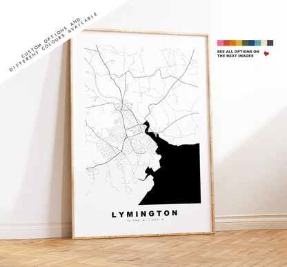 Lymington Map Print - Minimalist City Map Poster - Map Wall Art - UK - Lymington Print - Lymington Poster - Different Colours Available