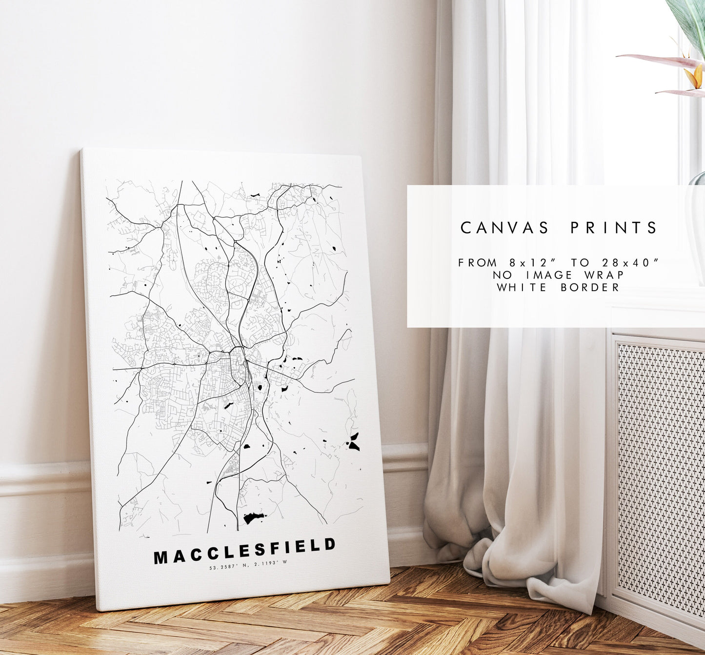 Macclesfield Map Print - Minimalist City Map Poster - Map Art - UK - Macclesfield Print - Macclesfield Poster - Different Colours Available