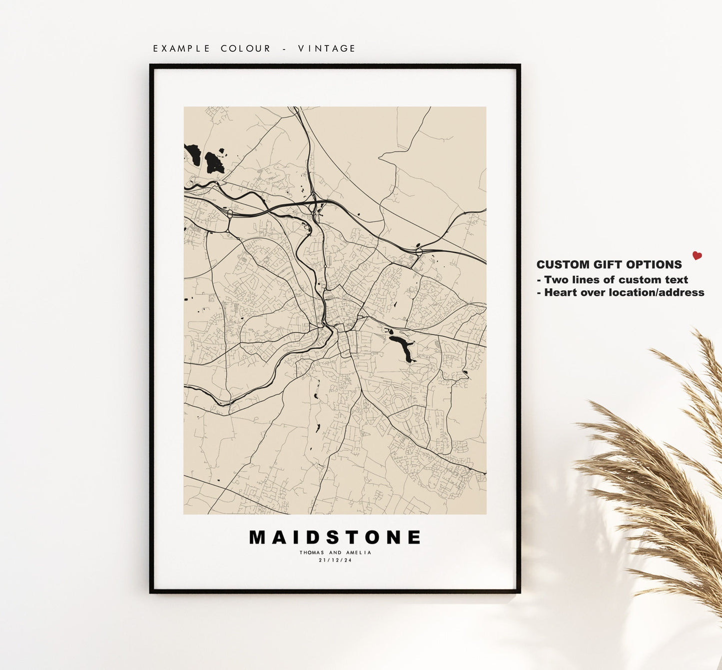 Maidstone Map Print - Minimalist City Map Poster - Map Wall Art - UK - Maidstone Print - Maidstone Poster - Different Colours Available