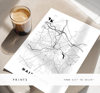 Maidstone Map Print - Minimalist City Map Poster - Map Wall Art - UK - Maidstone Print - Maidstone Poster - Different Colours Available