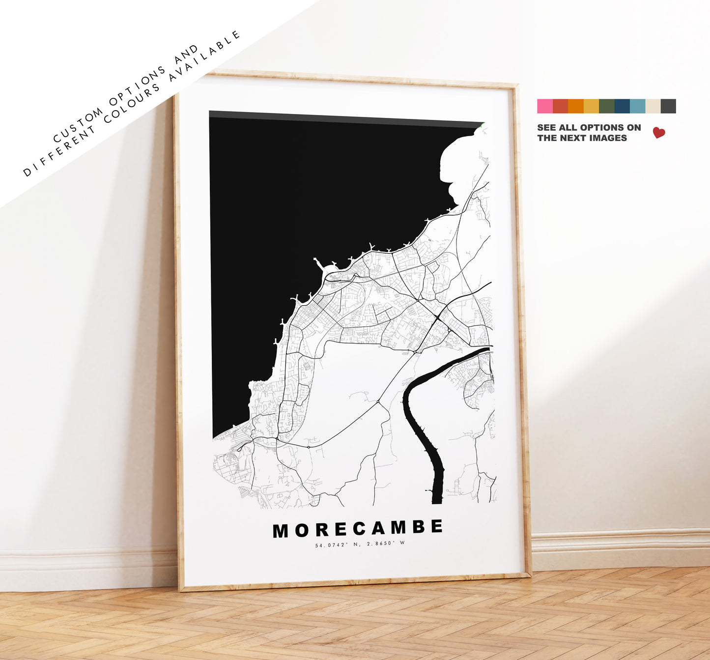 Morecambe Map Print - Minimalist City Map Poster - Map Wall Art - UK - Morecambe Print - Morecambe Poster - Different Colours Available