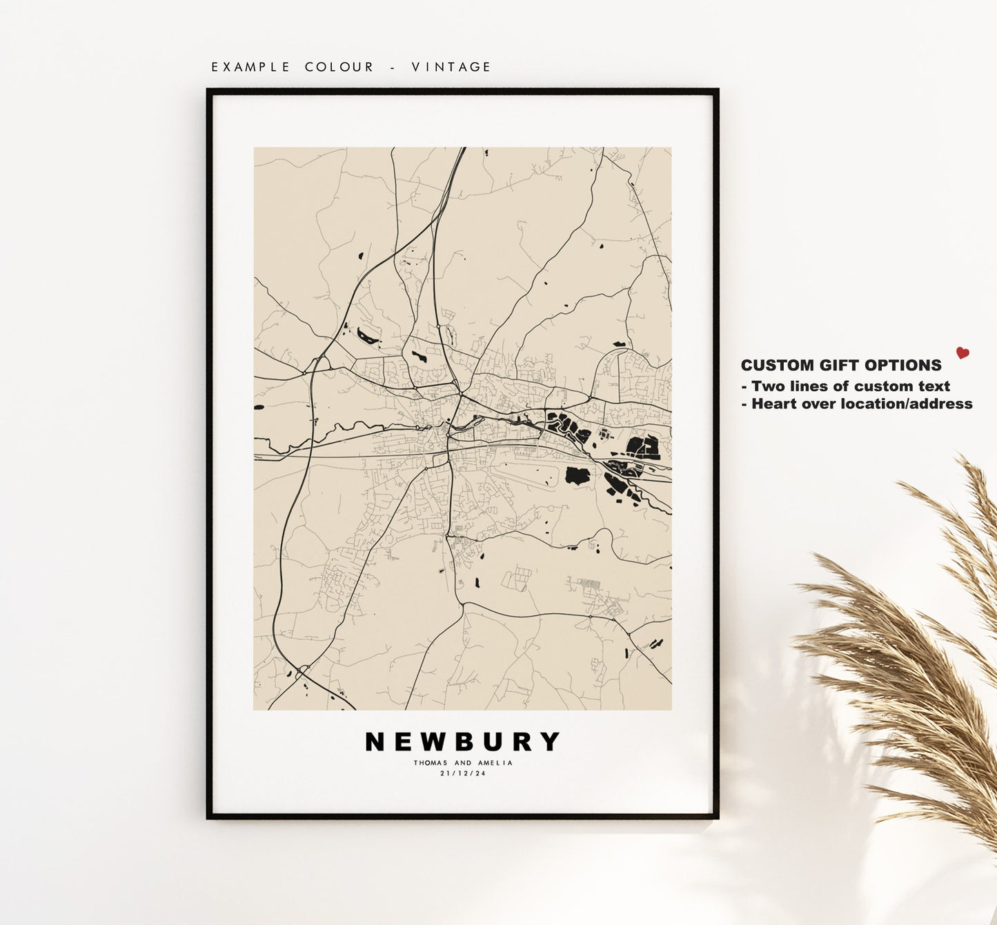 Newbury Map Print - Minimalist City Map Poster - Map Wall Art - UK - Newbury Print - Newbury Poster - Different Colours Available