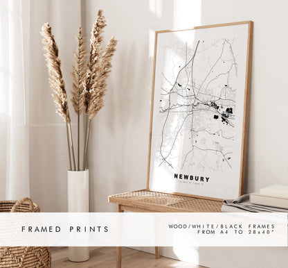 Newbury Map Print - Minimalist City Map Poster - Map Wall Art - UK - Newbury Print - Newbury Poster - Different Colours Available