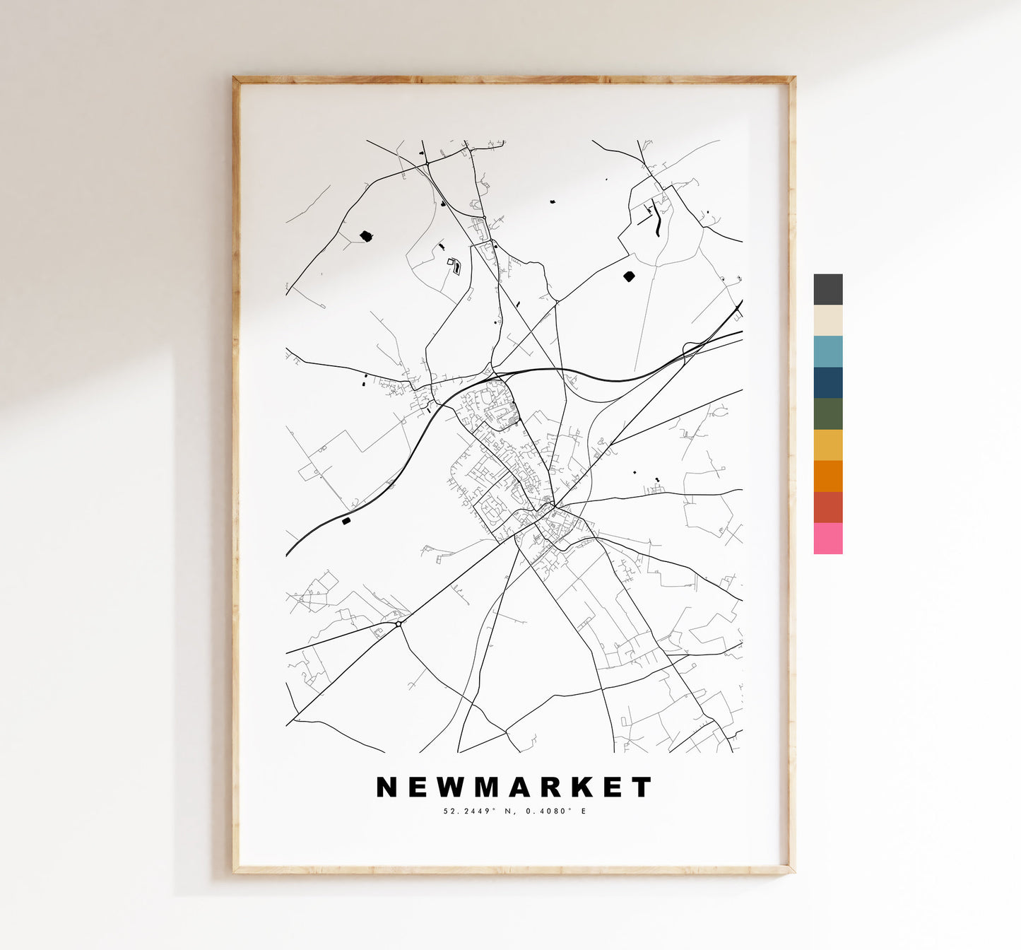 Newmarket Map Print - Minimalist City Map Poster - Map Wall Art - UK - Newmarket Print - Newmarket Poster - Different Colours Available