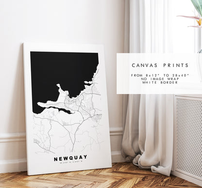 Newquay Map Print - Minimalist City Map Poster - Map Wall Art - UK - Newquay Print - Newquay Poster - Different Colours Available