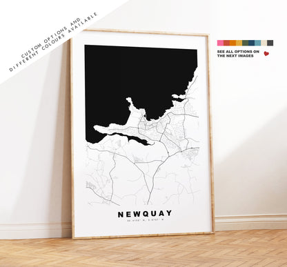 Newquay Map Print - Minimalist City Map Poster - Map Wall Art - UK - Newquay Print - Newquay Poster - Different Colours Available