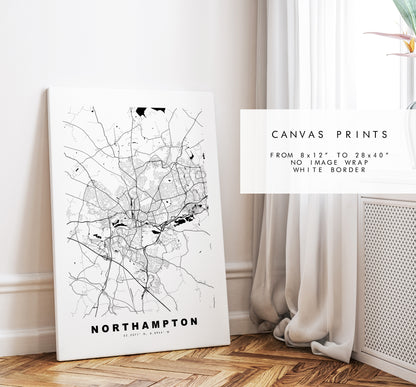 Northampton Map Print - Minimalist City Map Poster - Map Art - UK - Northampton Print - Northampton Poster - Different Colours Available