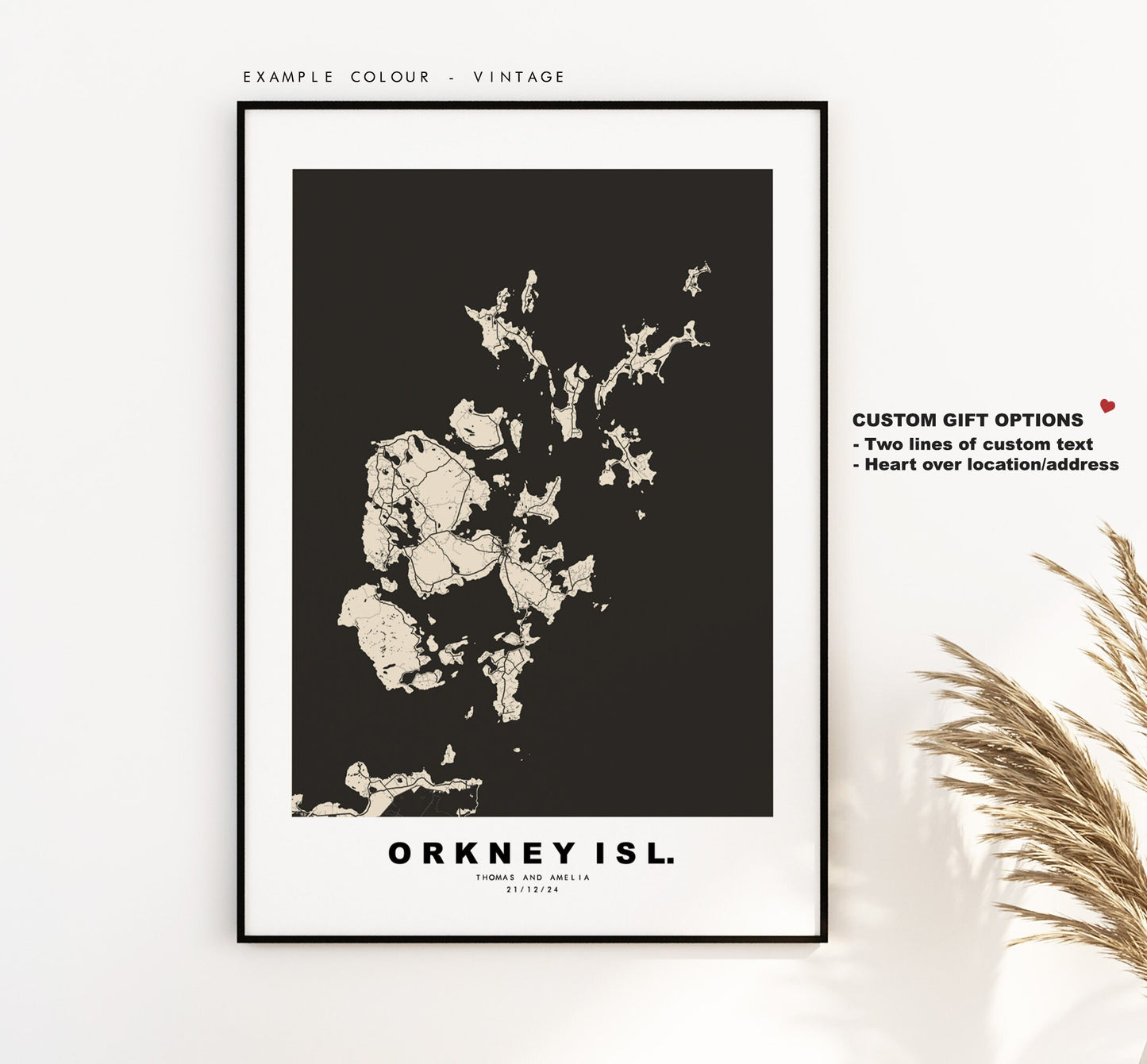 Orkney Map Print - Minimalist City Map Poster - Map Art - Scotland - Orkney Islands Print - Orkney Poster - Different Colours Available