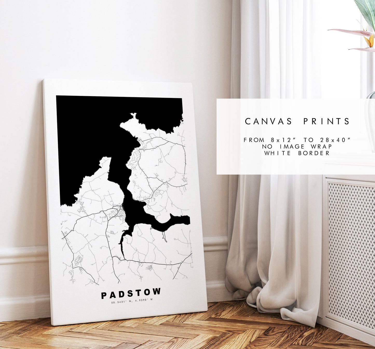 Padstow Map Print - Minimalist City Map Poster - Map Wall Art - UK - Padstow Print - Padstow Poster - Different Colours Available