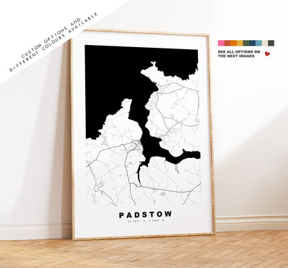 Padstow Map Print - Minimalist City Map Poster - Map Wall Art - UK - Padstow Print - Padstow Poster - Different Colours Available