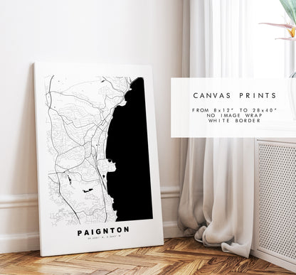 Paignton Map Print - Minimalist City Map Poster - Map Wall Art - UK - Paignton Print - Paignton Poster - Different Colours Available