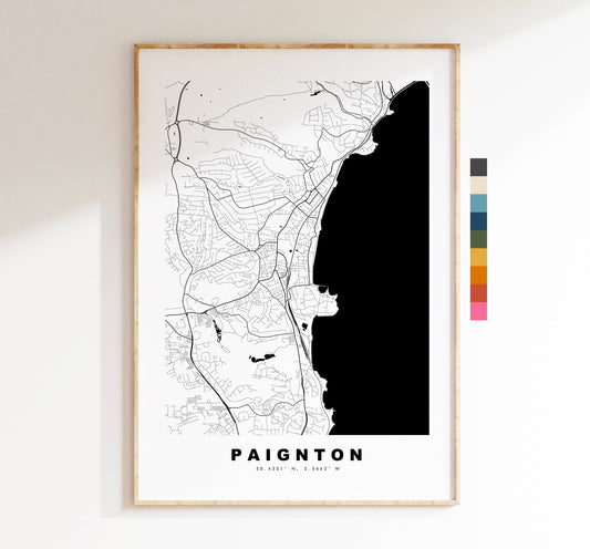 Paignton Map Print - Minimalist City Map Poster - Map Wall Art - UK - Paignton Print - Paignton Poster - Different Colours Available