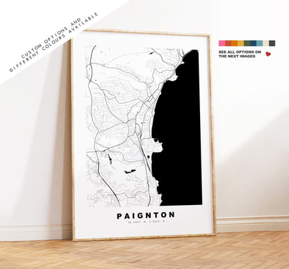 Paignton Map Print - Minimalist City Map Poster - Map Wall Art - UK - Paignton Print - Paignton Poster - Different Colours Available