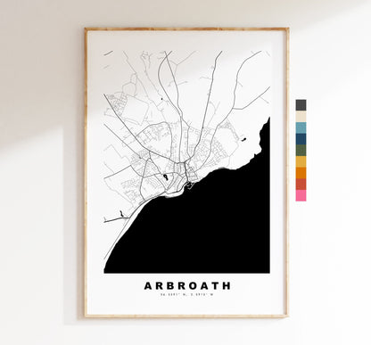 Arbroath Map Print - Minimalist City Map Poster - Map Wall Art - Scotland - Arbroath Print - Arbroath Poster - Different Colours Available