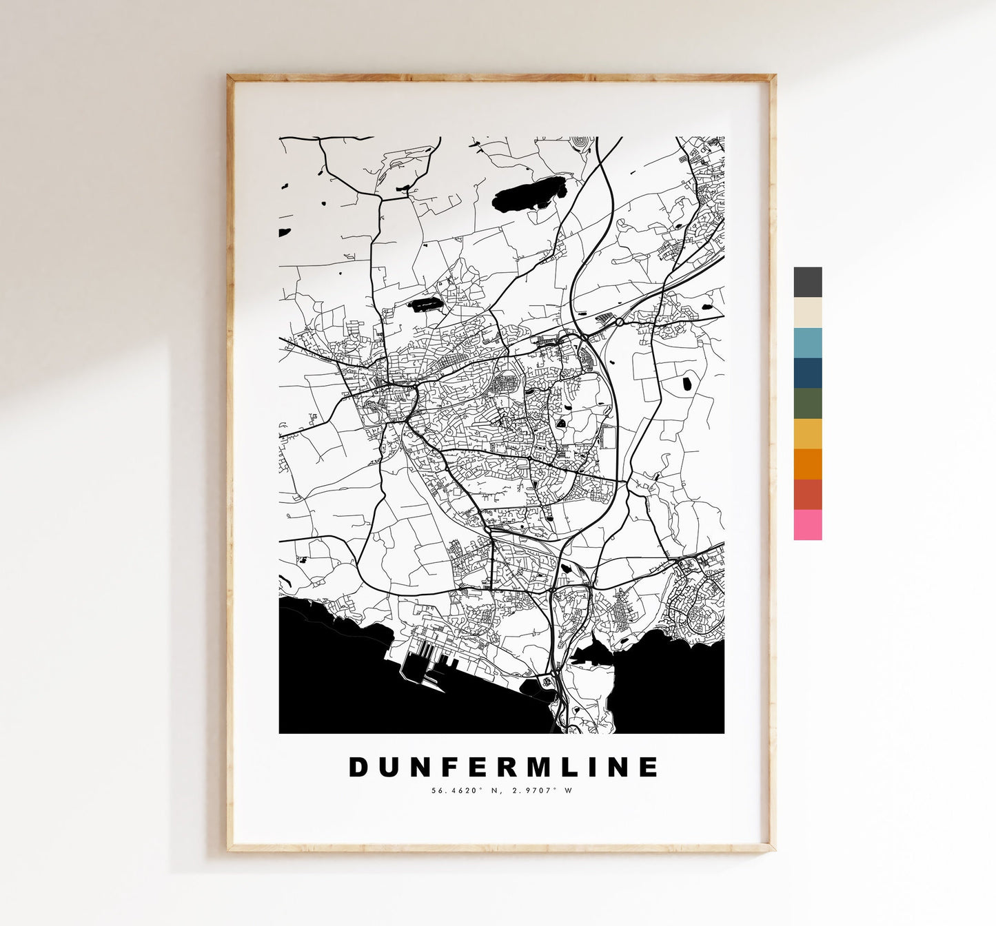 Dunfermline Map Print - Minimalist City Map Poster - Map Wall Art - Scotland - Dunfermline Print - Dunfermline Poster - Different Colours