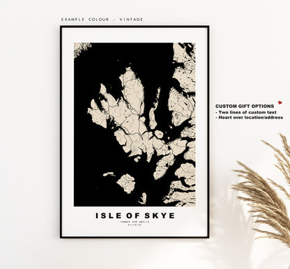 Skye Map Print - Minimalist Map Poster - Map Wall Art - Scotland - Skye Print - Isle of Skye Poster - Different Colours Available