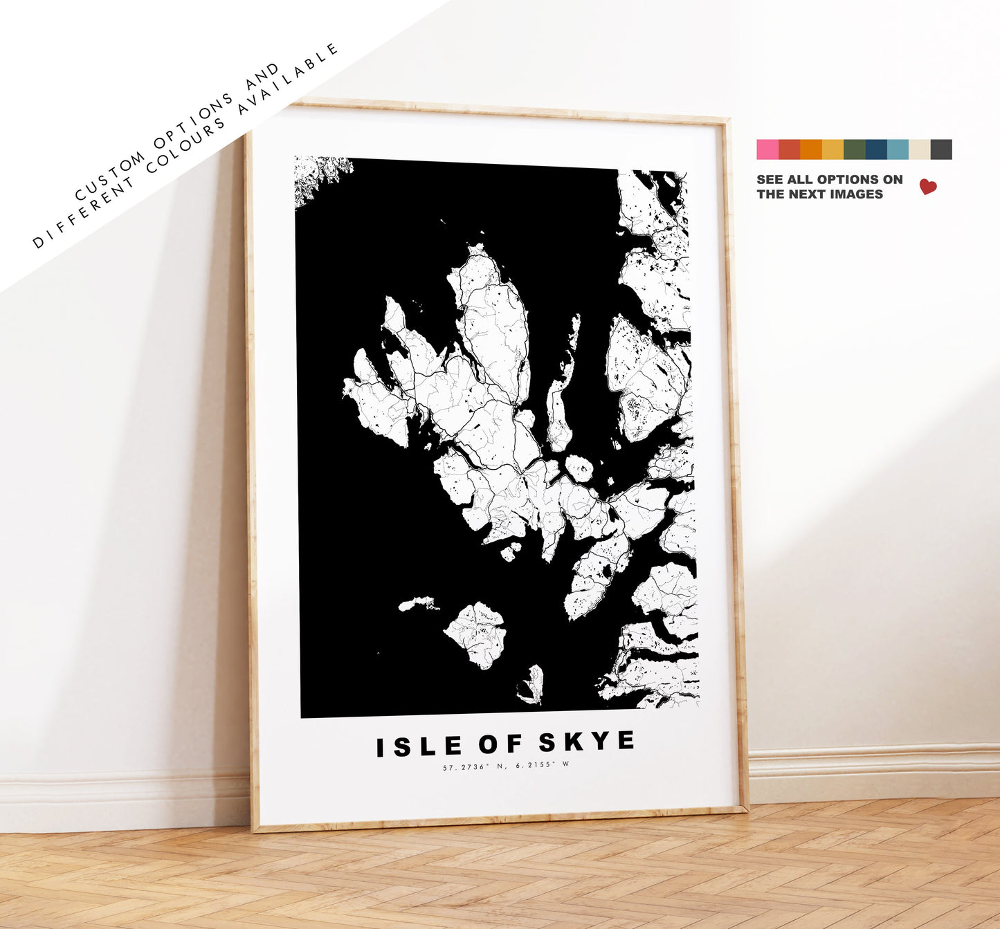 Skye Map Print - Minimalist Map Poster - Map Wall Art - Scotland - Skye Print - Isle of Skye Poster - Different Colours Available