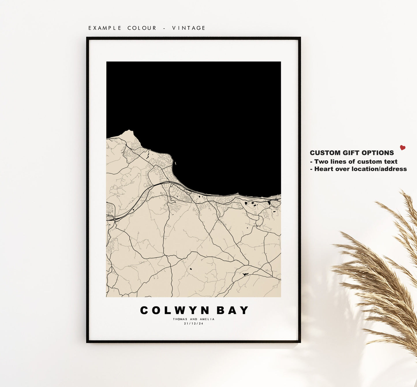 Colwyn Bay Map Print - Minimalist City Map Poster - Map Art - Wales - Colwyn Bay Print - Colwyn Bay Poster - Different Colours Available