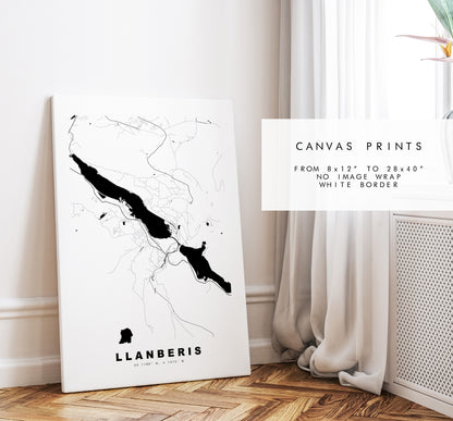 Llanberis Map Print - Minimalist City Map Poster - Map Art - Wales - Llanberis Print - Llanberis Poster - Different Colours Available