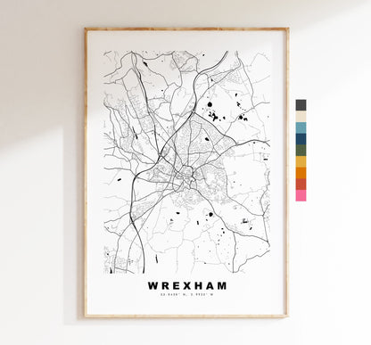 Wrexham Map Print - Minimalist City Map Poster - Map Art - Wales - Wrexham Print - Wrexham Poster - Different Colours Available