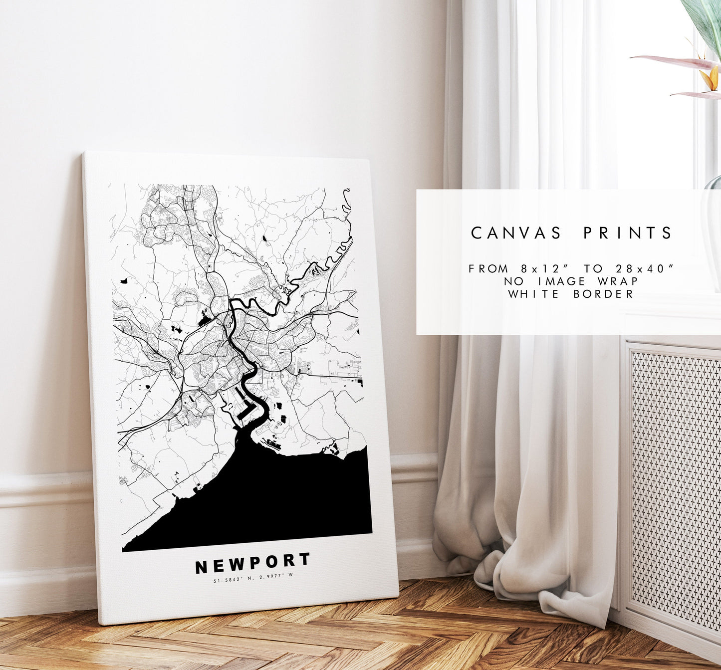 Newport Map Print - Minimalist City Map Poster - Map Art - Wales - Newport Print - Newport Poster - Different Colours Available