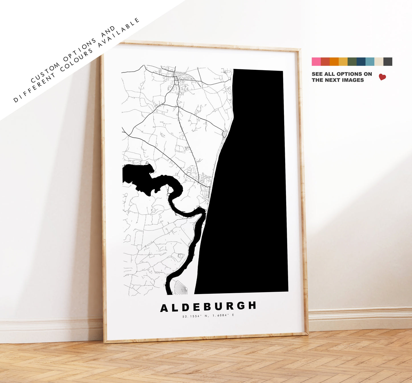 Aldeburgh Map Print - Minimalist City Map Poster - Map Art - Suffolk - Aldeburgh Print - Aldeburgh Poster - Different Colours Available