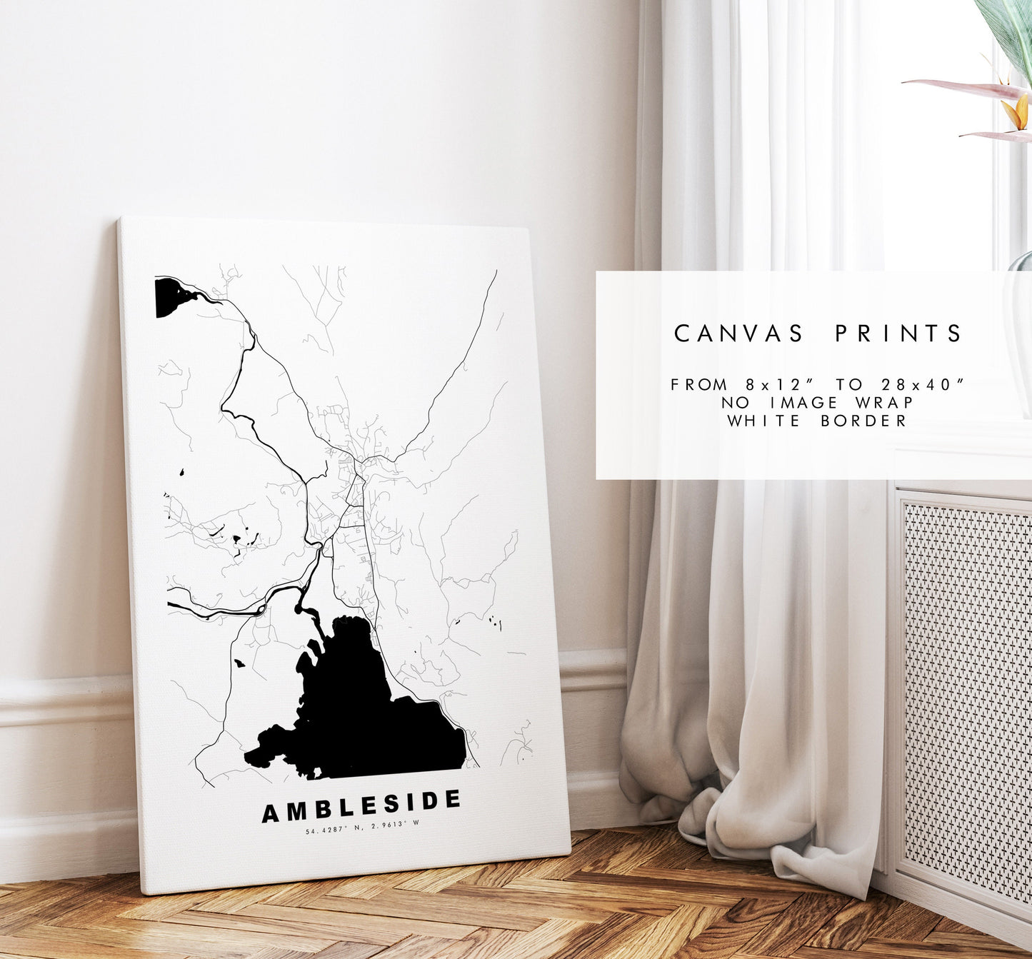 Ambleside Map Print - Minimalist City Map Poster - Map Art - Cumbria - Ambleside Print - Ambleside Poster - Different Colours Available