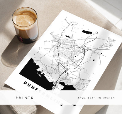 Dunfermline Map Print - Minimalist City Map Poster - Map Wall Art - Scotland - Dunfermline Print - Dunfermline Poster - Different Colours