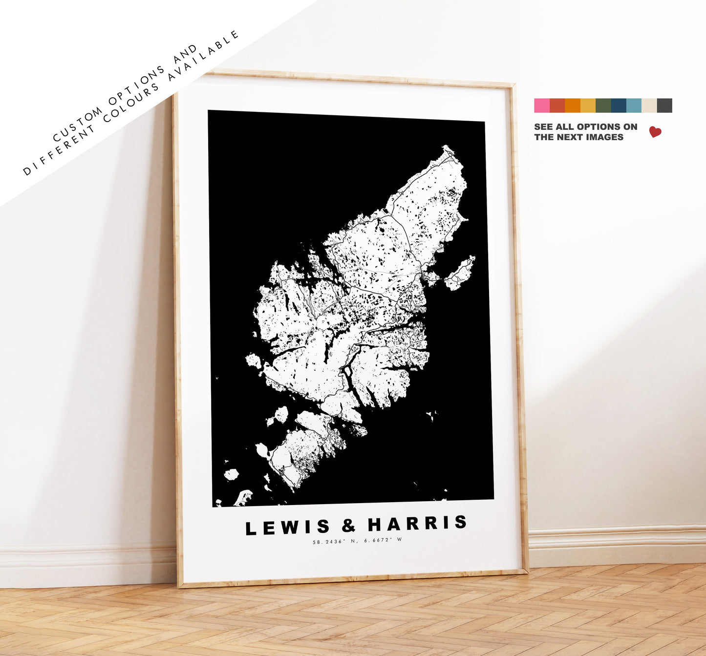 Lewis and Harris Map Print - Minimalist Map Poster - Map Wall Art - Scotland - Lewis and Harris Poster - Different Colours Available