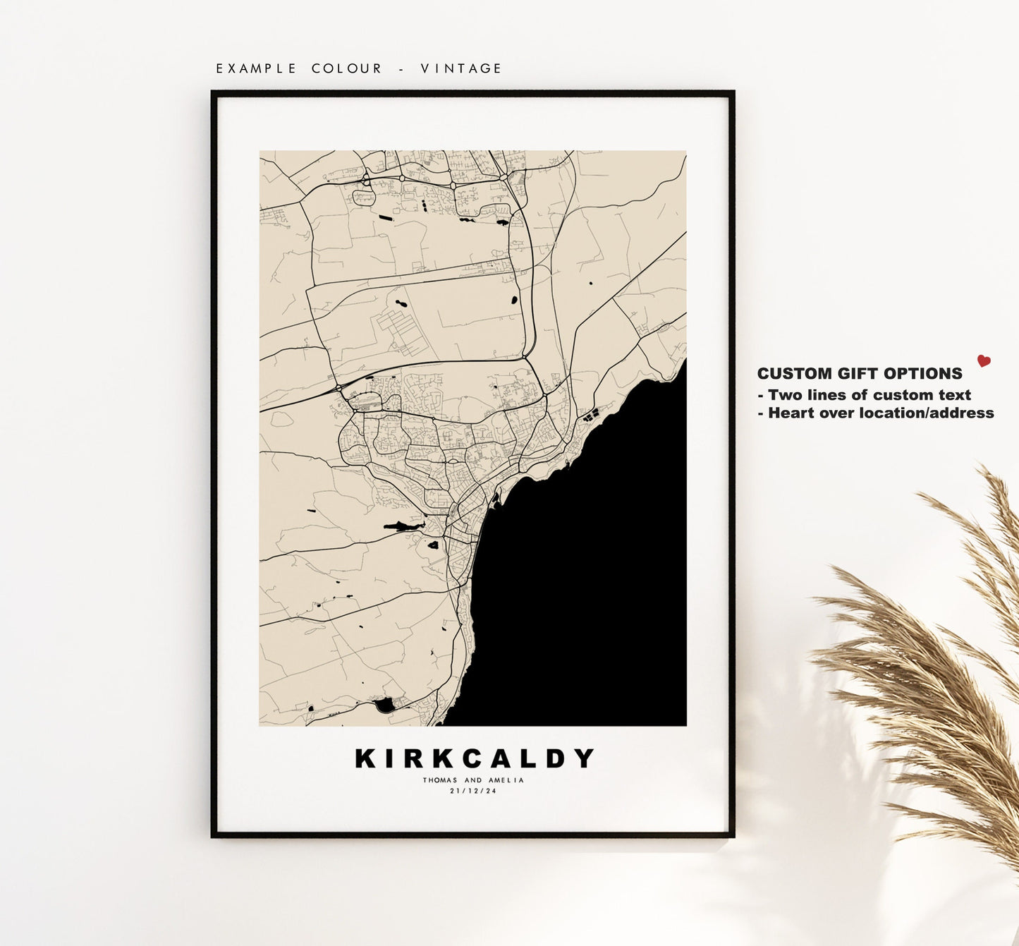 Kirkcaldy Map Print - Minimalist City Map Poster - Map Art - Scotland - Kirkcaldy Print - Kirkcaldy Poster - Different Colours Available