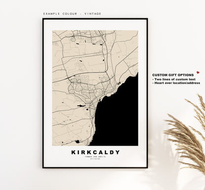 Kirkcaldy Map Print - Minimalist City Map Poster - Map Art - Scotland - Kirkcaldy Print - Kirkcaldy Poster - Different Colours Available