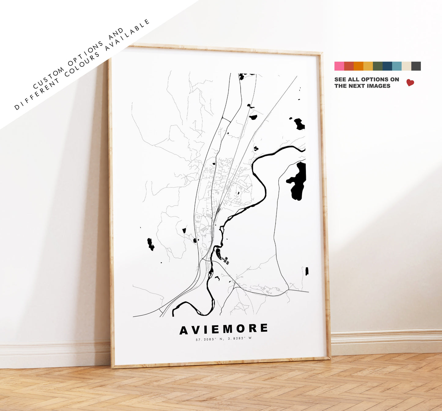 Aviemore Map Print - Minimalist City Map Poster - Map Wall Art - Scotland - Aviemore Print - Aviemore Poster - Different Colours Available