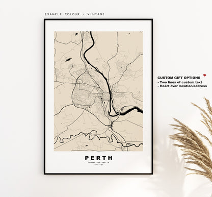 Perth Map Print (Scotland) - Minimalist City Map Poster - Map Wall Art - Scotland - Perth Print - Perth Poster - Different Colours Available