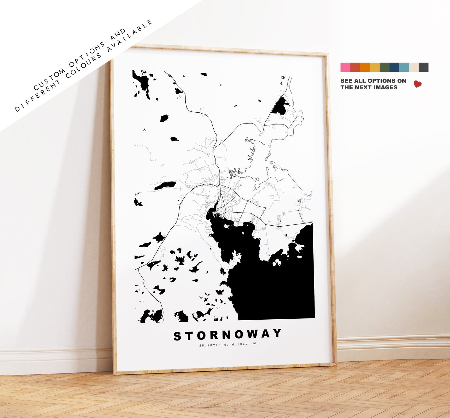 Stornoway Map Print - Minimalist City Map Poster - Map Art - Scotland - Stornoway Print - Stornoway Poster - Different Colours Available