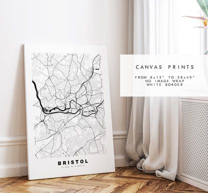 Bristol Map Print - Minimalist City Map Poster - Map Art - UK - Bristol Print - Bristol Poster - Different Colours Available