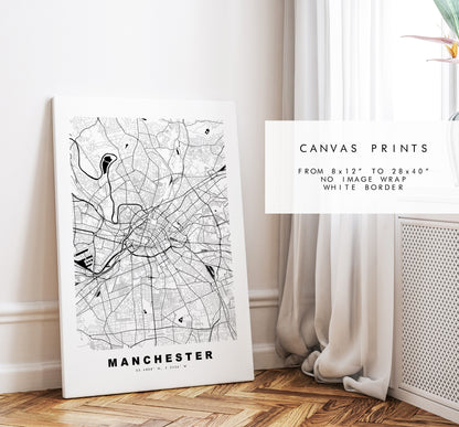 Manchester Map Print - Minimalist City Map Poster - Map Art - UK - Manchester Print - Manchester Poster - Different Colours Available