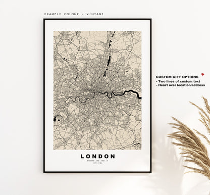 London Map Print - Minimalist City Map Poster - Map Art - UK - London Print - London Poster - Different Colours Available