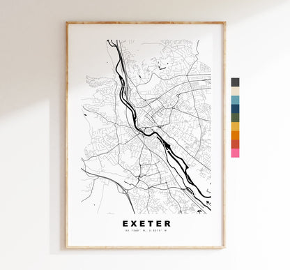 Exeter Map Print - Minimalist City Map Poster - Map Art - UK - Exeter Print - Exeter Poster - Different Colours Available