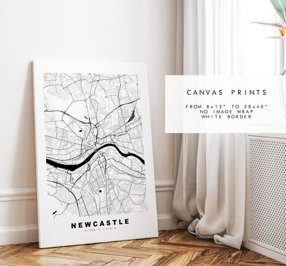 Newcastle Map Print - Minimalist City Map Poster - Map Art - UK - Newcastle Print - Newcastle Poster - Different Colours Available