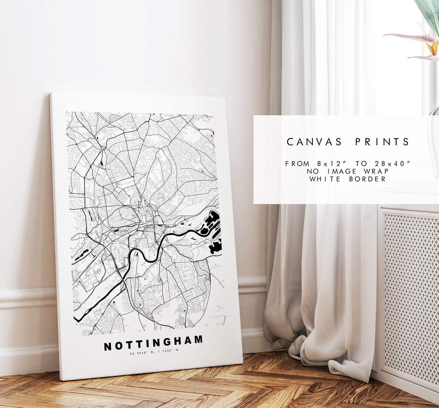 Nottingham Map Print - Minimalist City Map Poster - Map Art - UK - Nottingham Print - Nottingham Poster - Different Colours Available