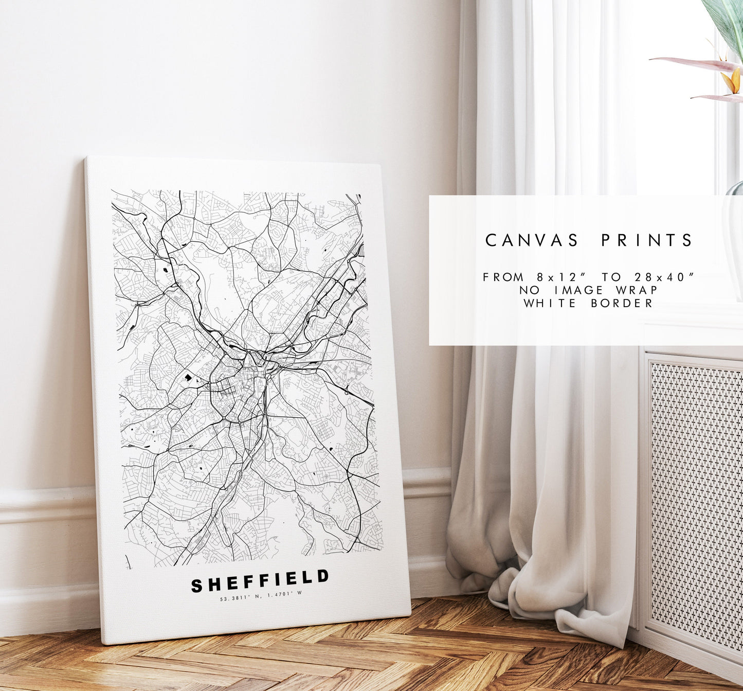 Sheffield Map Print - Minimalist City Map Poster - Map Art - UK - Sheffield Print - Sheffield Poster - Different Colours Available