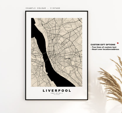 Liverpool Map Print - Minimalist City Map Poster - Map Art - UK - Liverpool Print - Liverpool Poster - Different Colours Available