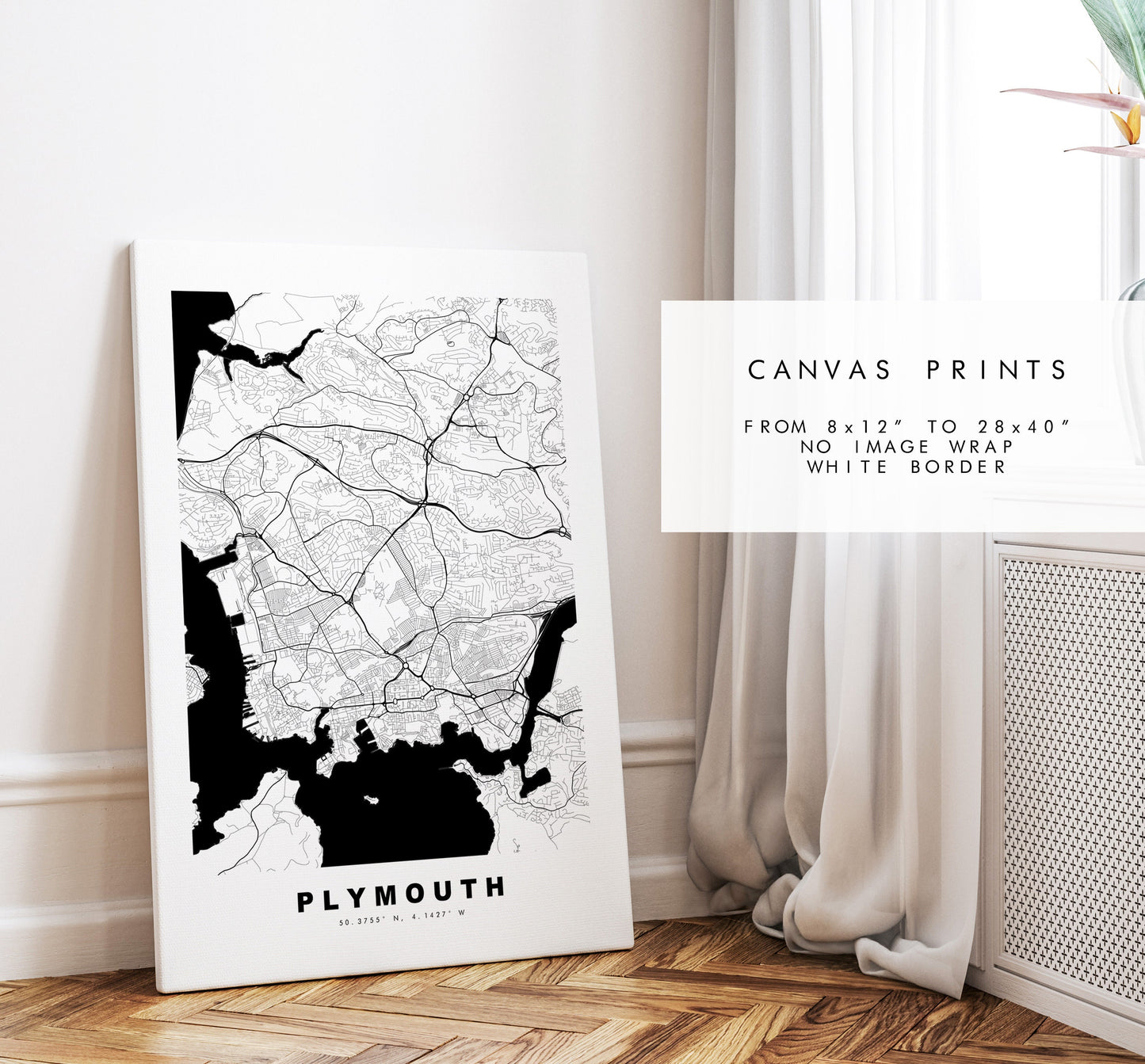 Plymouth Map Print - Minimalist City Map Poster - Map Art - UK - Plymouth Print - Plymouth Poster - Different Colours Available