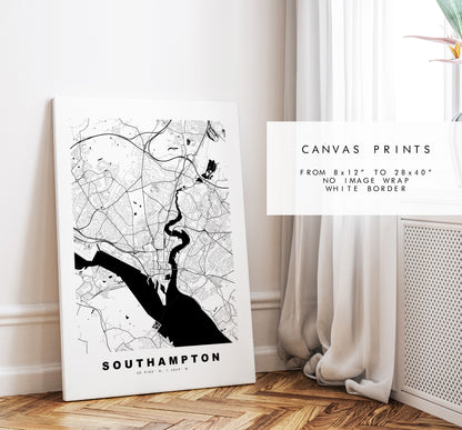 Southampton Map Print - Minimalist City Map Poster - Map Art - UK - Southampton Print - Southampton Poster - Different Colours Available