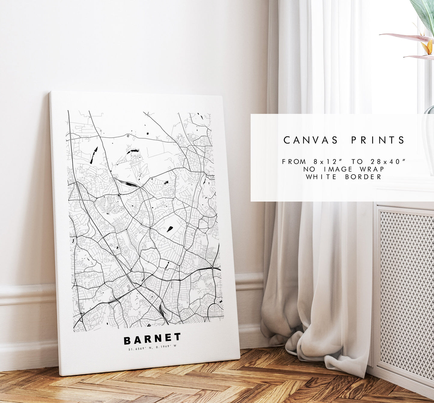 Barnet Map Print - Minimalist City Map Poster - Map Wall Art - UK - Barnet Print - Barnet Poster - Different Colours Available