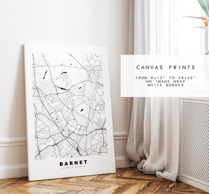 Barnet Map Print - Minimalist City Map Poster - Map Wall Art - UK - Barnet Print - Barnet Poster - Different Colours Available