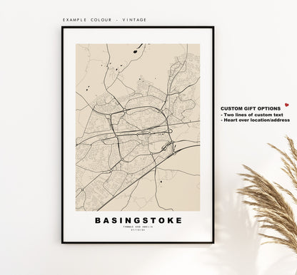 Basingstoke Map Print - Minimalist City Map Poster - Map Art - UK - Basingstoke Print - Basingstoke Poster - Different Colours Available